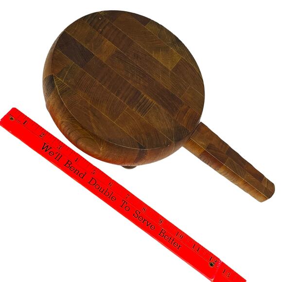 VTG Mid-Century Modern Dansk WOOD CHEESE BOARD & Integrated Spreader Handle 60s - Picture 6 of 11